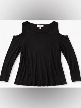Philosophy Black Cold-Shoulder Long-Sleeve Top